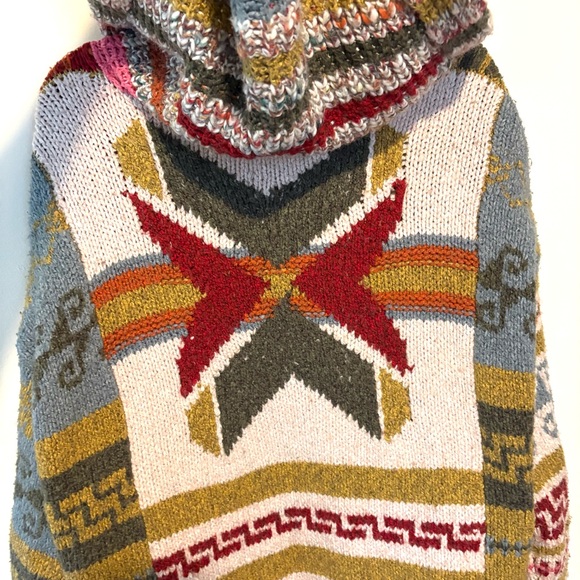 Free People Multicolor Hooded Knit Cardigan - Cream, Mustard, Blue, Red, Olive - Picture 13 of 14
